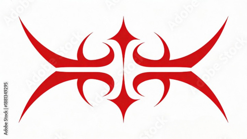 Red devil with black horns and deer animal silhouette vector illustration cartoon logo design in tribal tattoo art style for halloween symbol