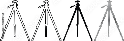 Tripod Set Isolated on White Background, Photography Equipment