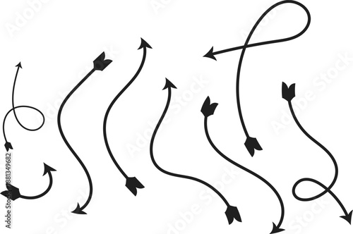 Fotografija Curved feathered arrows black vector