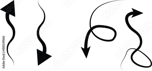 Wavy Arrows Set Vector