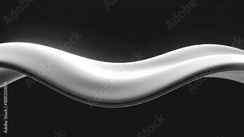 Minimal Abstract White Wave on Black Background