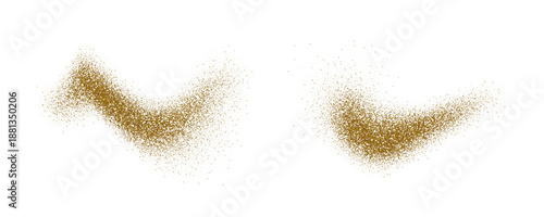 Spices powder splashes. Flying seasoning particles burst. Beige brown dust sand and dirt textured piles. Dry spicy explosion. Coriander and masala flakes scattered on surface. Vector illustration