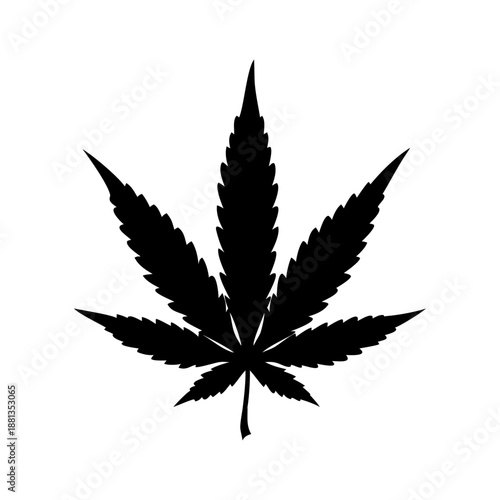 A cannabis leaf icon bold outline vector illustration design