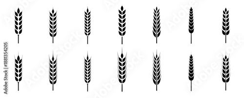 Wheat ears icon set. Wheat logo. Grain spikes set icons.Grain icon. Agriculture symbol. vector illustration