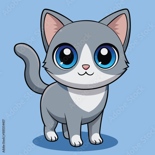 A cute cartoon illustration of a smiling ginger kitten is a funny vector art design featuring a domestic feline pet with a fluffy tail and soft fur