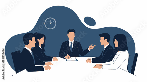 Business Meeting: Team Collaboration and Discussion Around a Table