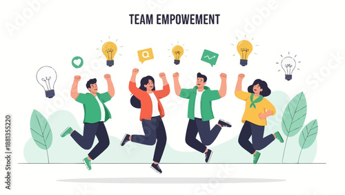 Team Empowerment: People Jumping with Ideas, Success, and Growth