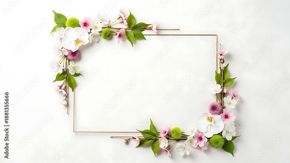 Obraz premium Rustic Autumnal Leaf and Berry Frame Isolated on White for Seasonal Graphics and Design