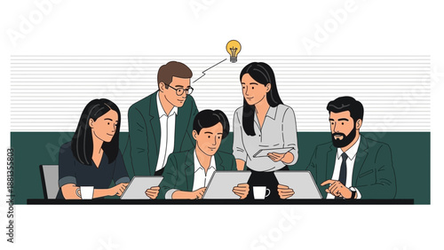 Teamwork Brainstorming Session: Innovation and Collaboration in Business