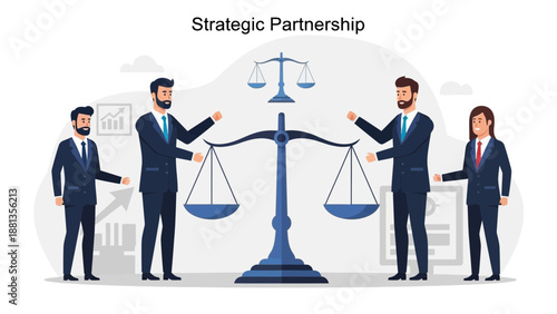 Business Partnership Balance Scale Metaphor