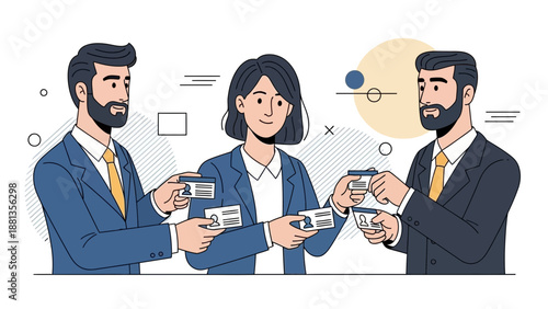 Business People Exchanging Contact Information Cards