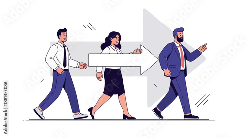 Business Team Collaboration and Direction, Teamwork Leading to Success