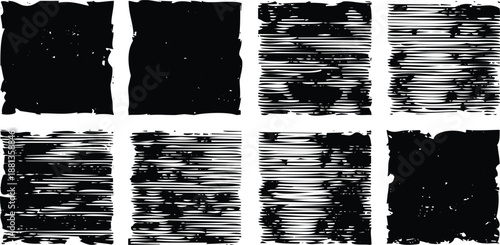 Set of eight distressed textures Vector