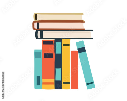 A Stack of Colorful Books on a White Background