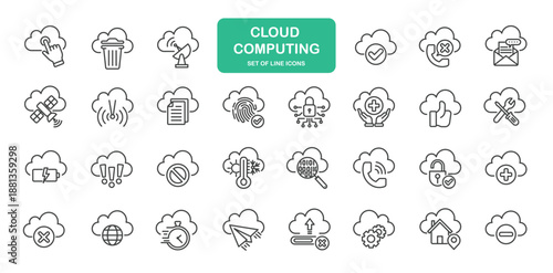 Cloud Computing Icons. Thin Line Symbol Elements Collection.