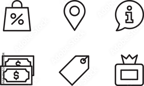 E-commerce Icons with Discounts and Location