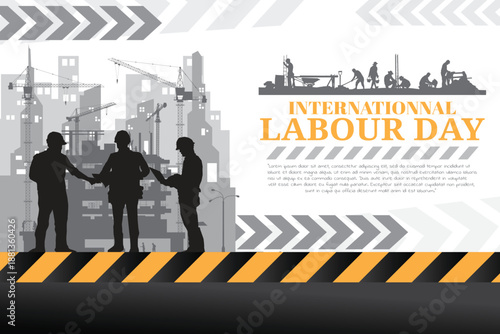 Labour day background, Construction vector background, Worker in a building site.