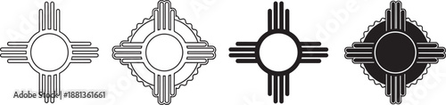 Native american zia symbol outline and filled versions vector