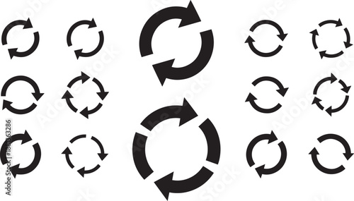 Reload and refresh icon set vector isolated on transparent background