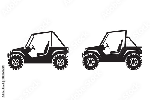 Buggy sport utility vehicle silhouette icon set Vector
