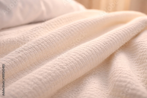 Soft hospital blanket texture detail representing patient comfort care textile quality and healthcare supply procurement concept