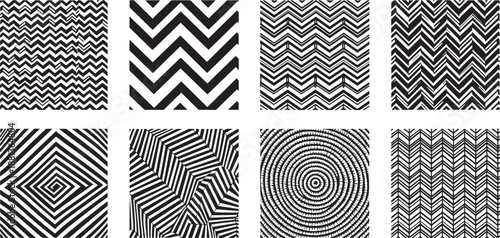 Abstract seamless pattern collection with geometric zigzag textures