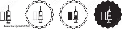 Set of medical syringe with injection and patch icon vector illustration collection