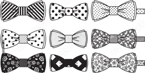 Mens bow ties with different patterns and textures collection set