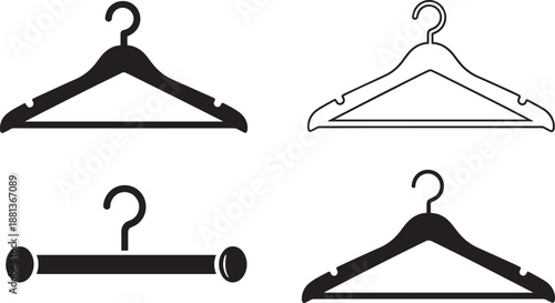 Clothes hangers set for wardrobe and clothing organization