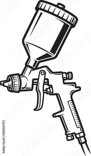 Pneumatic paint spray gun vector illustration for automotive finish