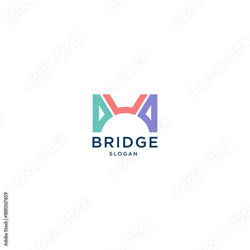 Bridge logo with initial m design icon illustration