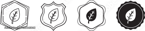 Eco friendly leaf symbols in different outline badges nature concept