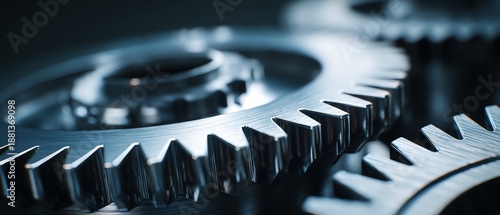 Detailed close-up of interlocking metal gears.