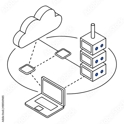Ai Cloud Service Architecture Illustration  Minima (1) Vector Icon Illustration