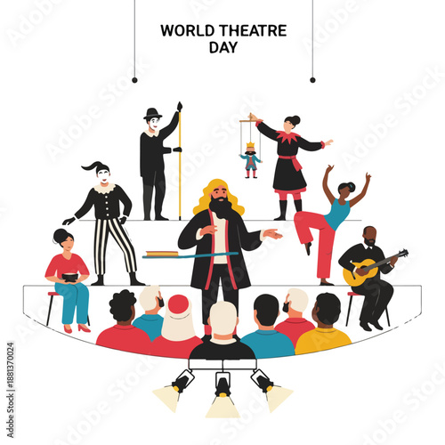 A vibrant theatre scene celebrates World Theatre Day with diverse performers