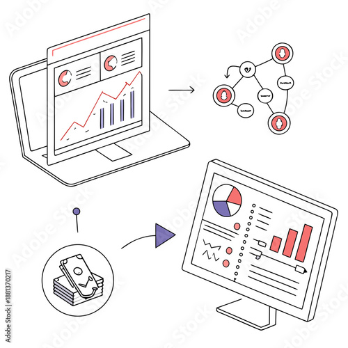 Investment Analytics Dashboard Illustration  Minim (7) Vector Icon Illustration