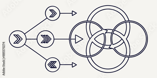 Minimal Abstract Data Flow Shapes Illustration  Fl (1) Vector Icon Illustration