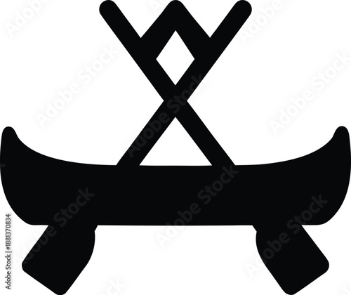 inuit kayak umiak silhouette vector illustration on transparent background