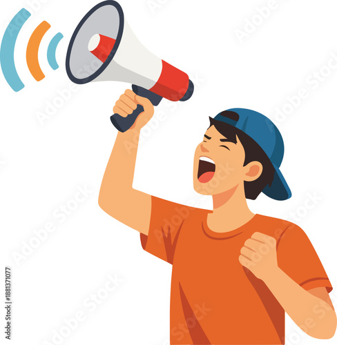 Protest or Awareness Illustration - Professional Social Activism Concept featuring Public Demonstration, Community Advocacy, Human Rights Movement