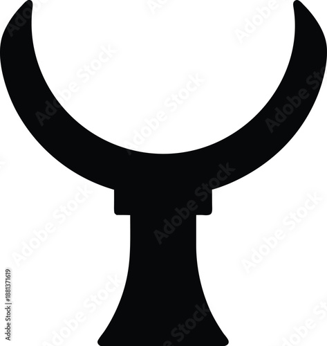 dinka cattle horn profile silhouette vector illustration on transparent background