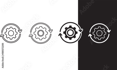 Workflow automation gear icons with circular rotating arrows symbol