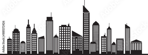 Silhouette cityscape skyline buildings skyscraper panorama abstract urban background