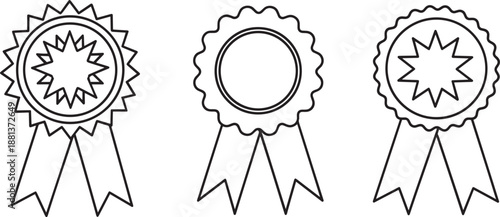 Award ribbons and rosettes, recognition symbols