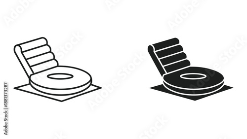 Simple illustration of inflatable pool with backrest