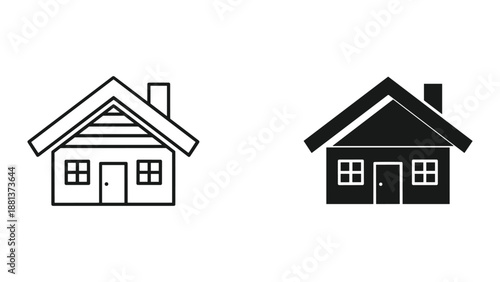 Simple house icon set with white and black color