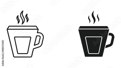Hot coffee cup icon set