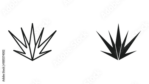 Simple black agave plant illustration on white background