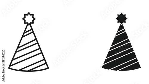 Party hat icon set with star topper