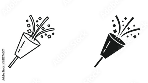 Party popper illustration with confetti and streamers