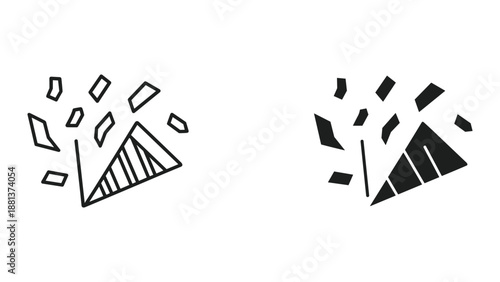 Broken paper checkmark icon in different styles